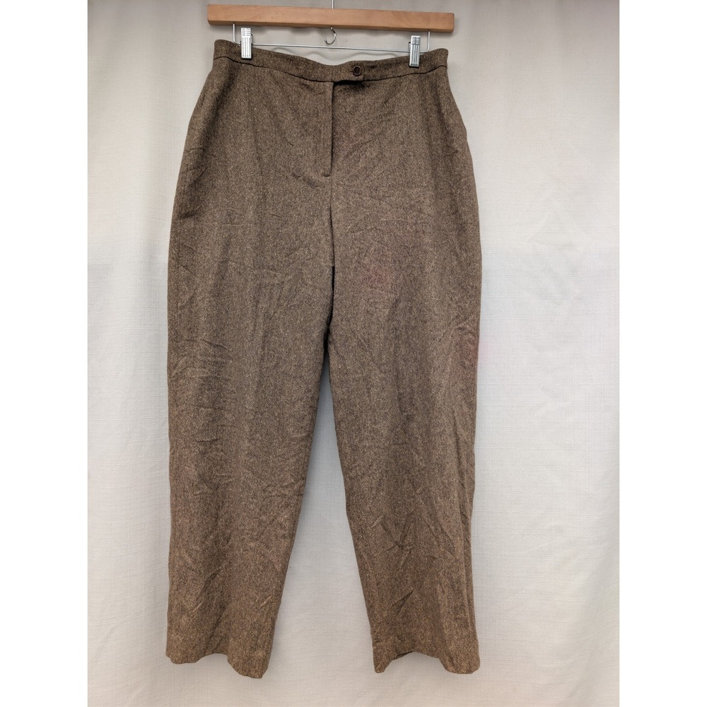 ISABELLA BIRD Dark Academia Trousers Womens 14 Brown Wool Silk Quiet Luxury